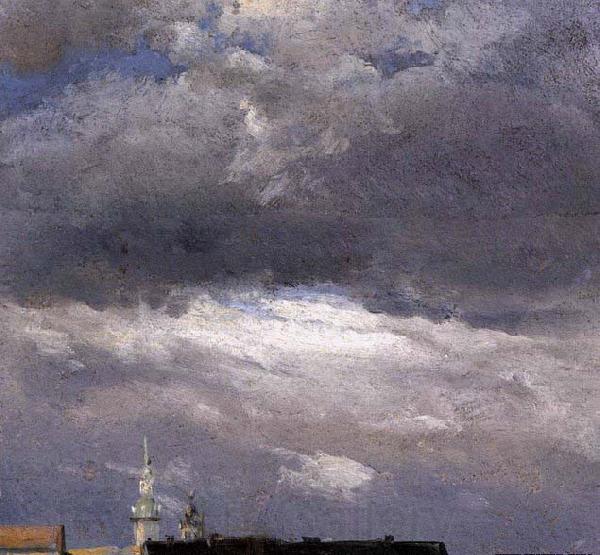 johann christian Claussen Dahl Cloud Study, Thunder Clouds over the Palace Tower at Dresden Spain oil painting art